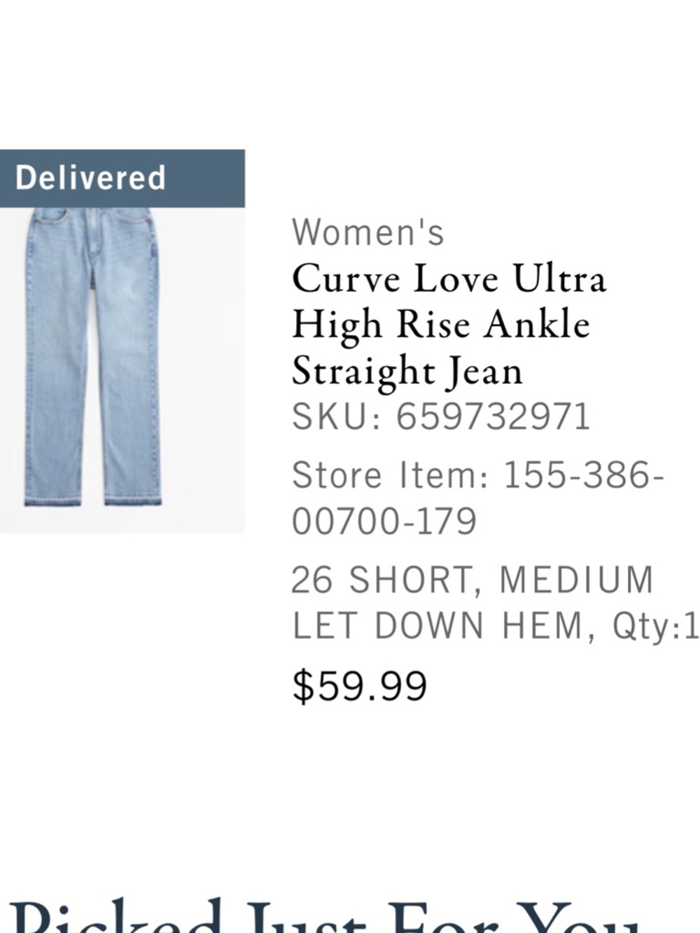 Abercrombie Ultra High Rise Ankle Straight Jeans -Curve Love